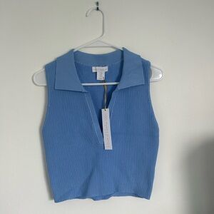 House of Harlow 1960 Blue Sleeveless Polo Tank